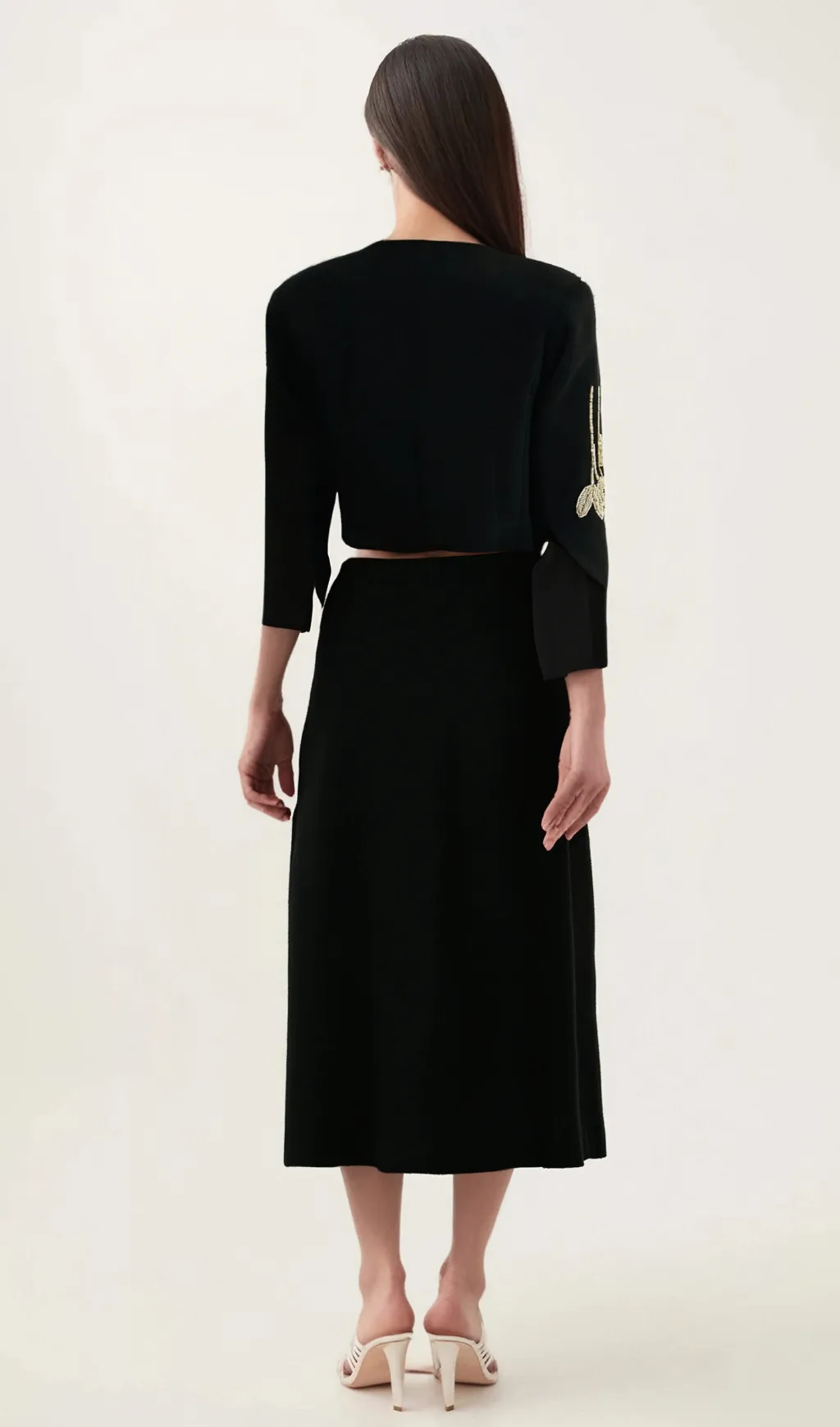 Pauline black floral-appliqu jacket & skirt matching set Gloria Lanvin