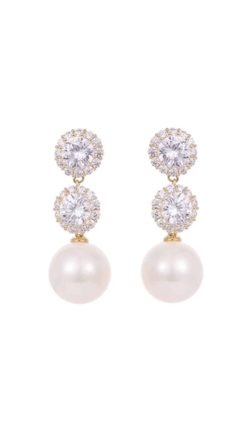 PEARL EARRINGS WITH ZIRCON FLOWERS Gloria Lanvin