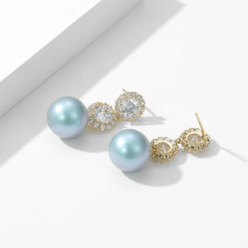 PEARL EARRINGS WITH ZIRCON FLOWERS Gloria Lanvin