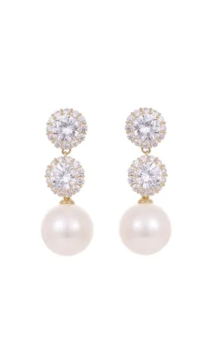 PEARL EARRINGS WITH ZIRCON FLOWERS Gloria Lanvin