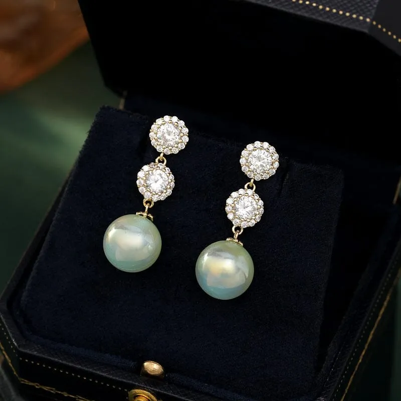 PEARL EARRINGS WITH ZIRCON FLOWERS Gloria Lanvin