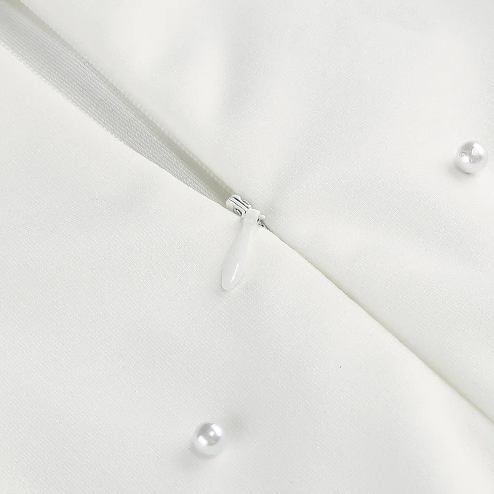 pearl-embellished strapless gown in white Gloria Lanvin