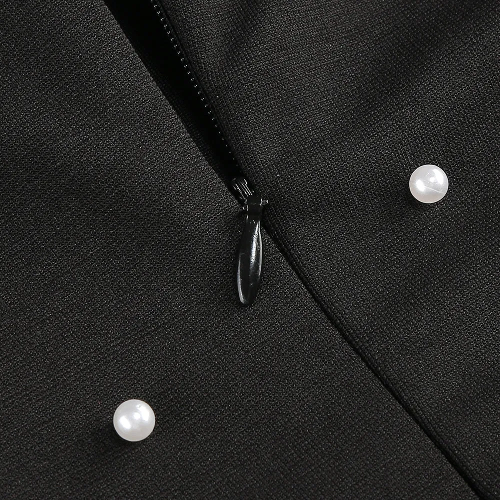pearl polka dots embellished midi dress in black Gloria Lanvin