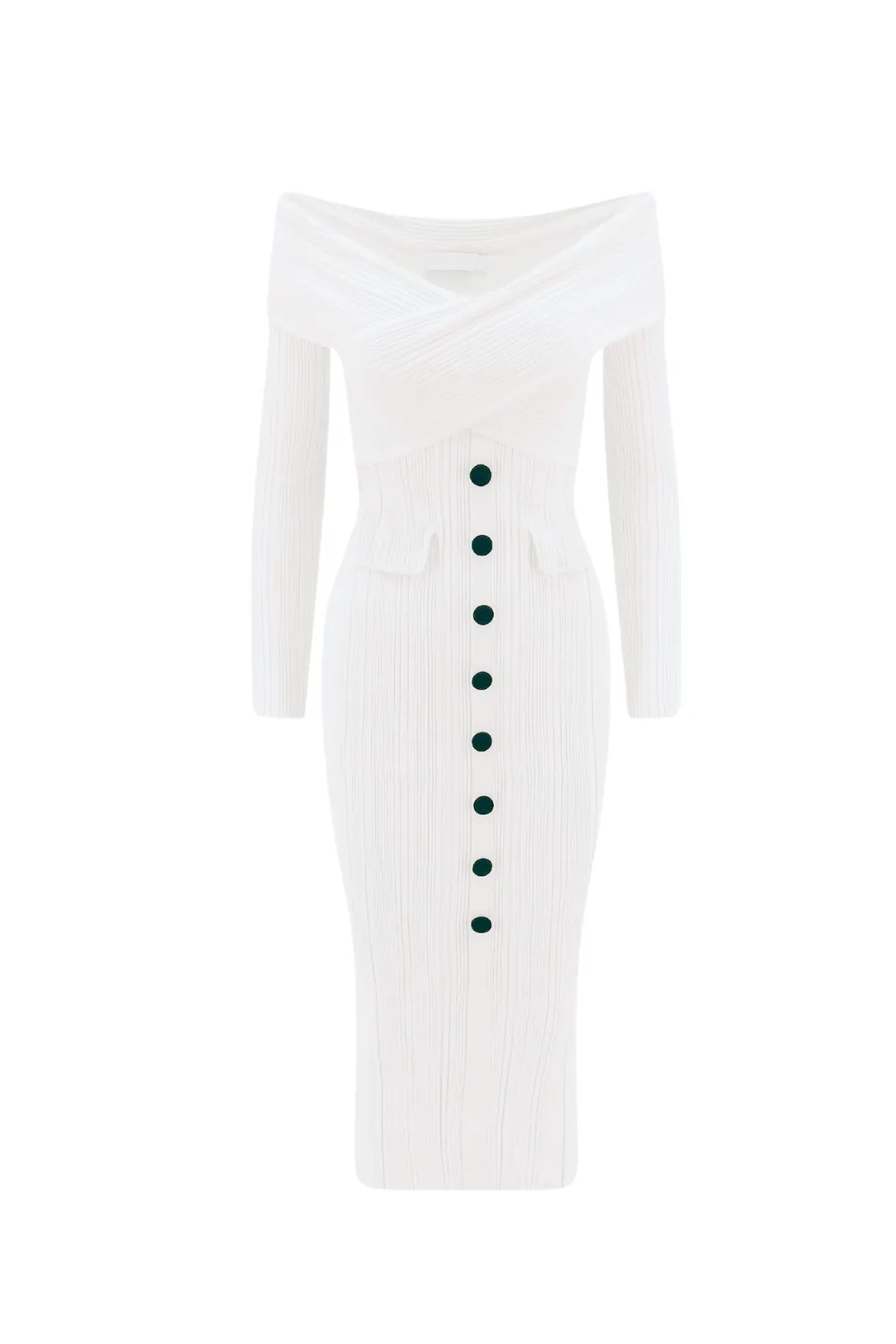 penny Off Shoulder Knit Midi Dress in Cream Gloria Lanvin