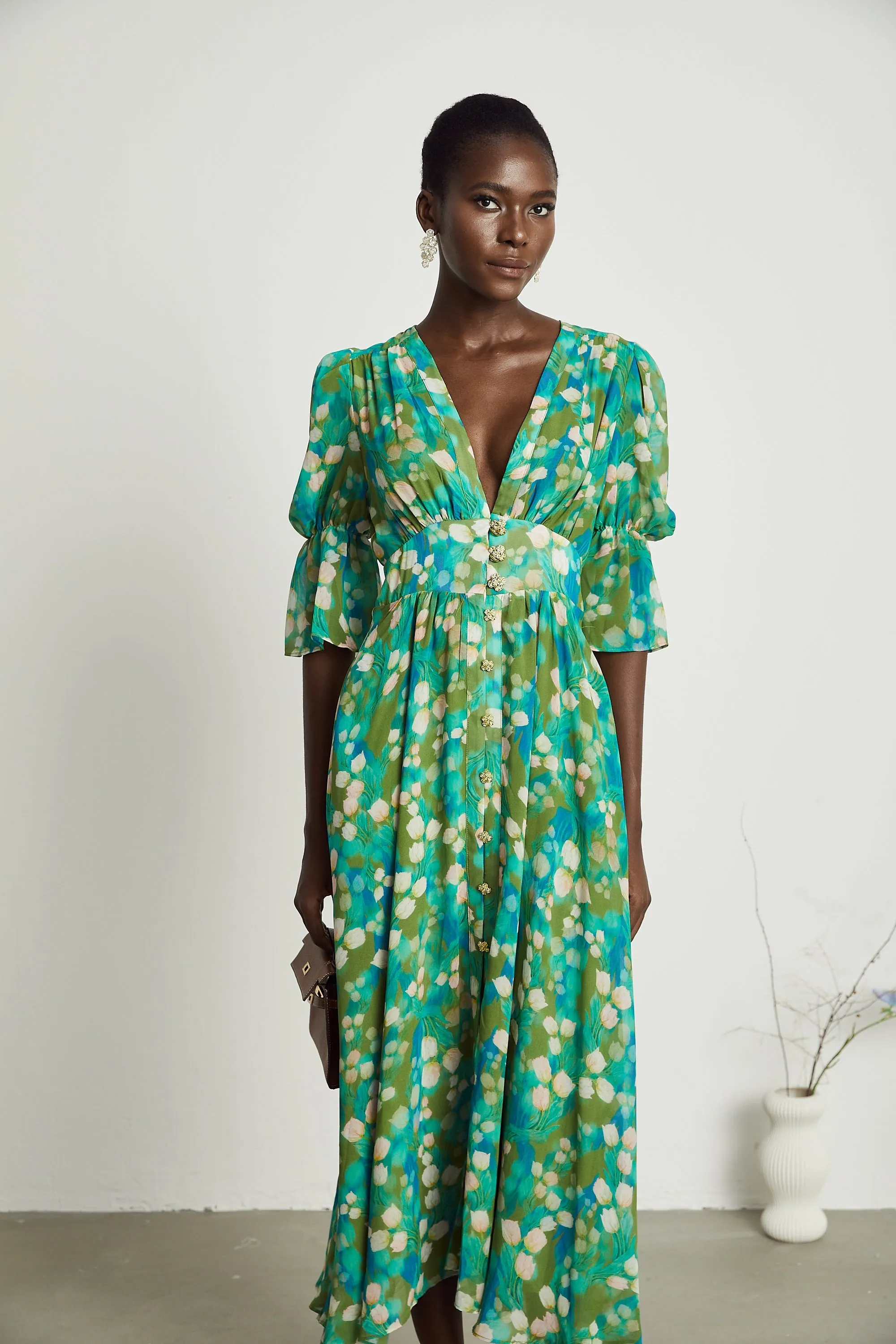 Perrine floral-print tulle midi dress Gloria Lanvin