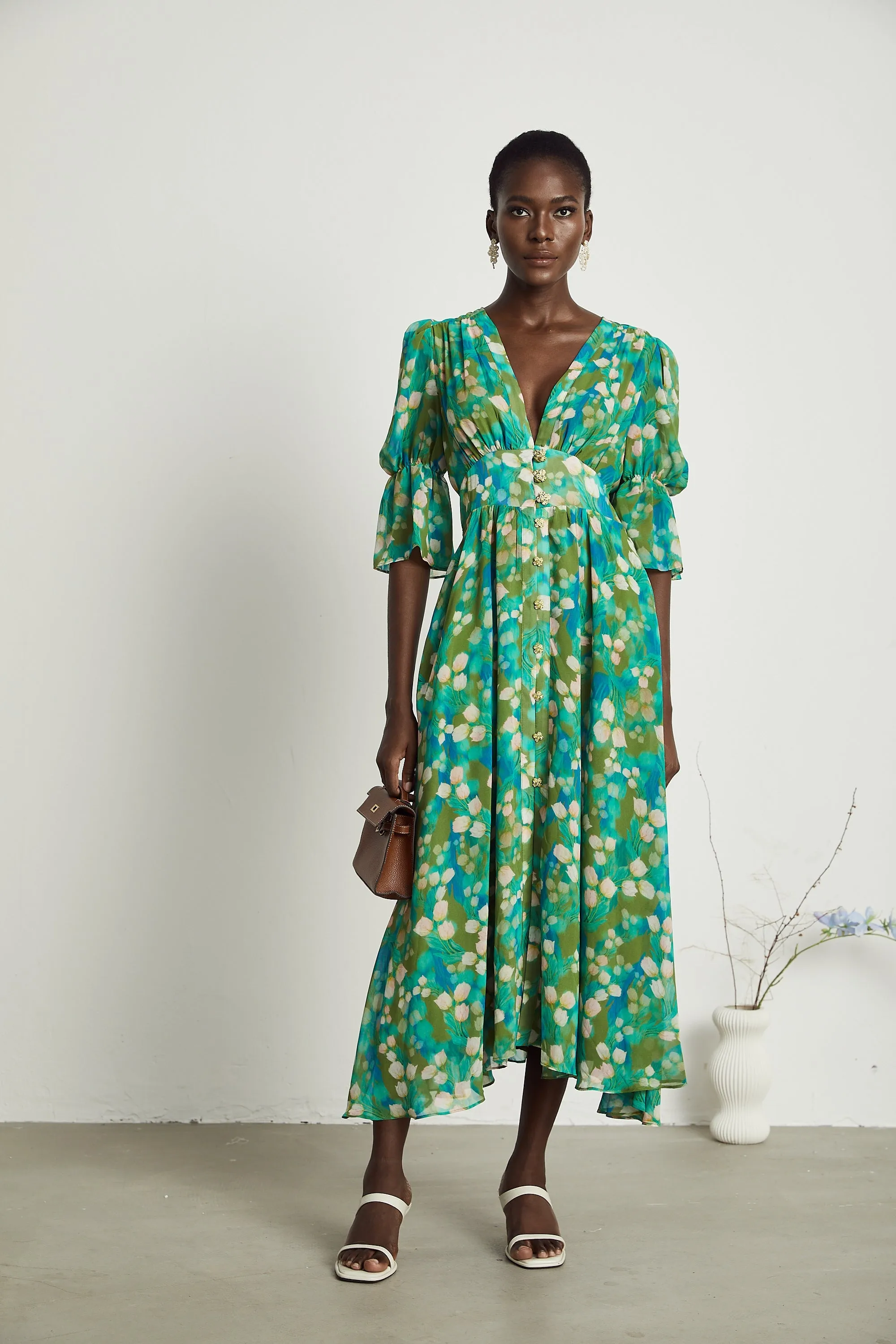 Perrine floral-print tulle midi dress Gloria Lanvin