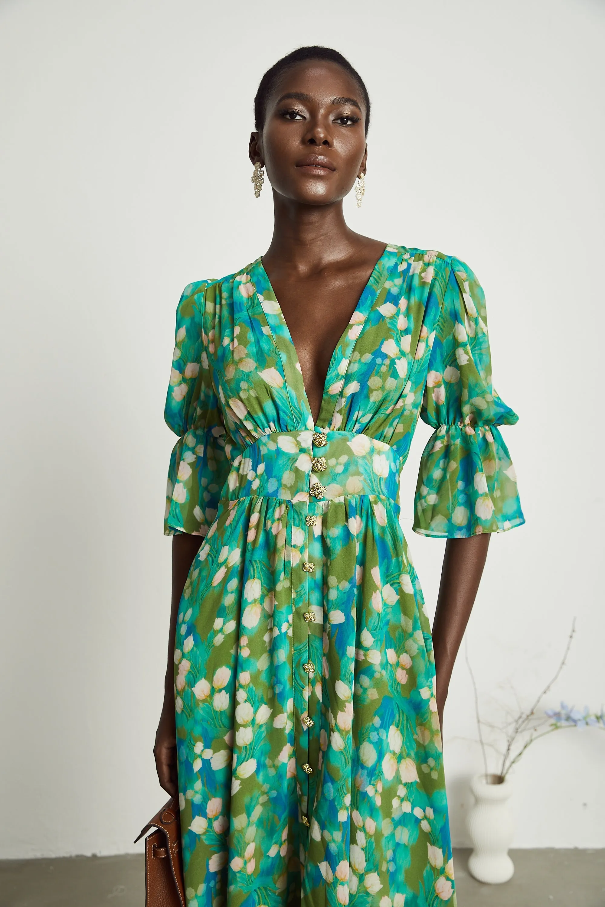 Perrine floral-print tulle midi dress Gloria Lanvin