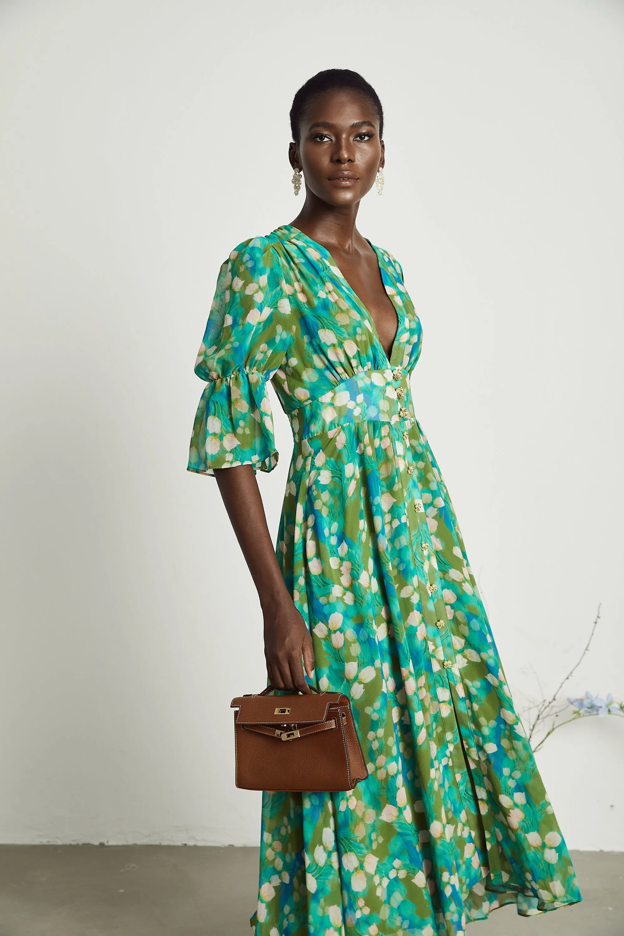 Perrine floral-print tulle midi dress Gloria Lanvin