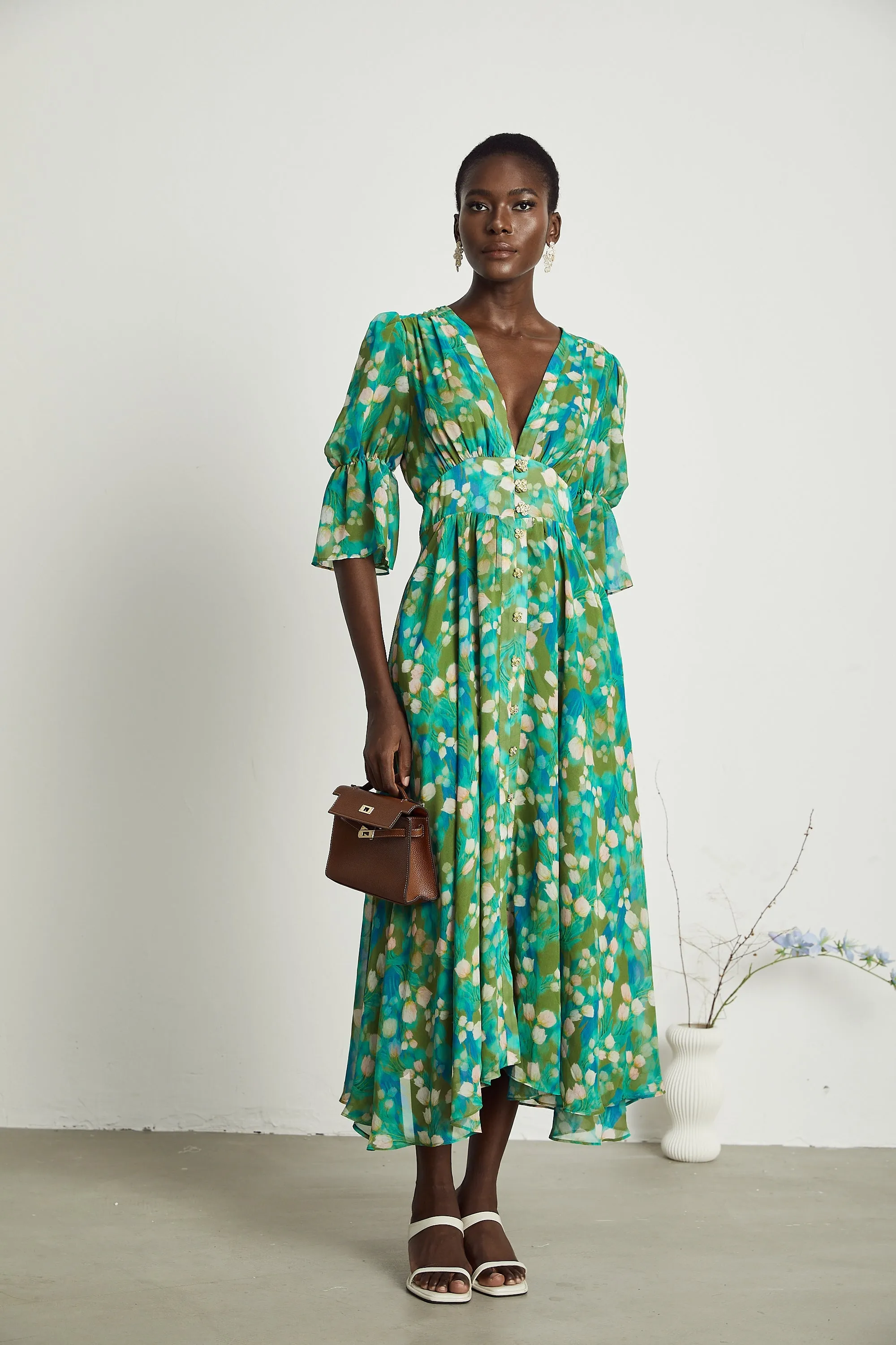 Perrine floral-print tulle midi dress Gloria Lanvin