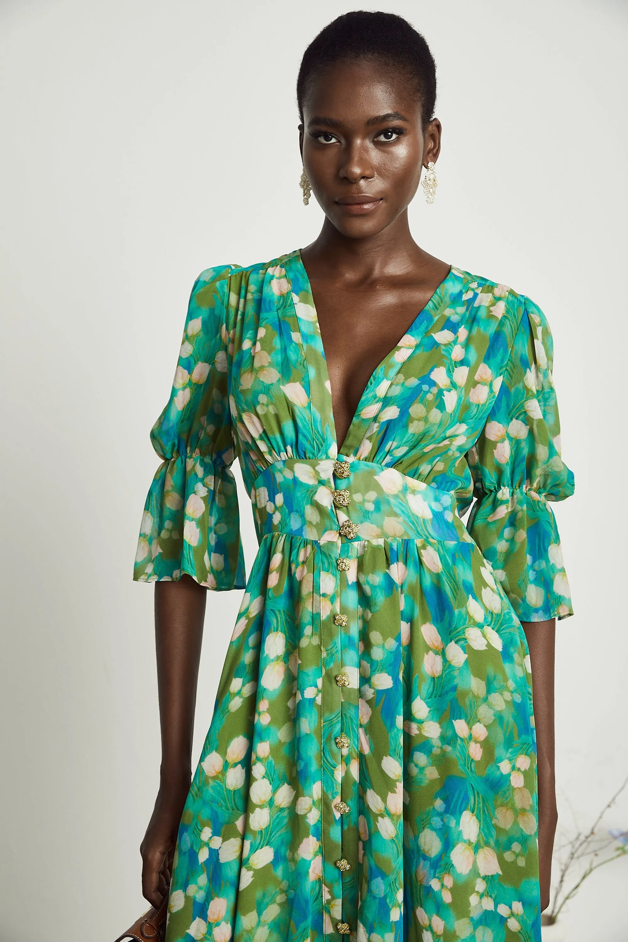Perrine floral-print tulle midi dress Gloria Lanvin