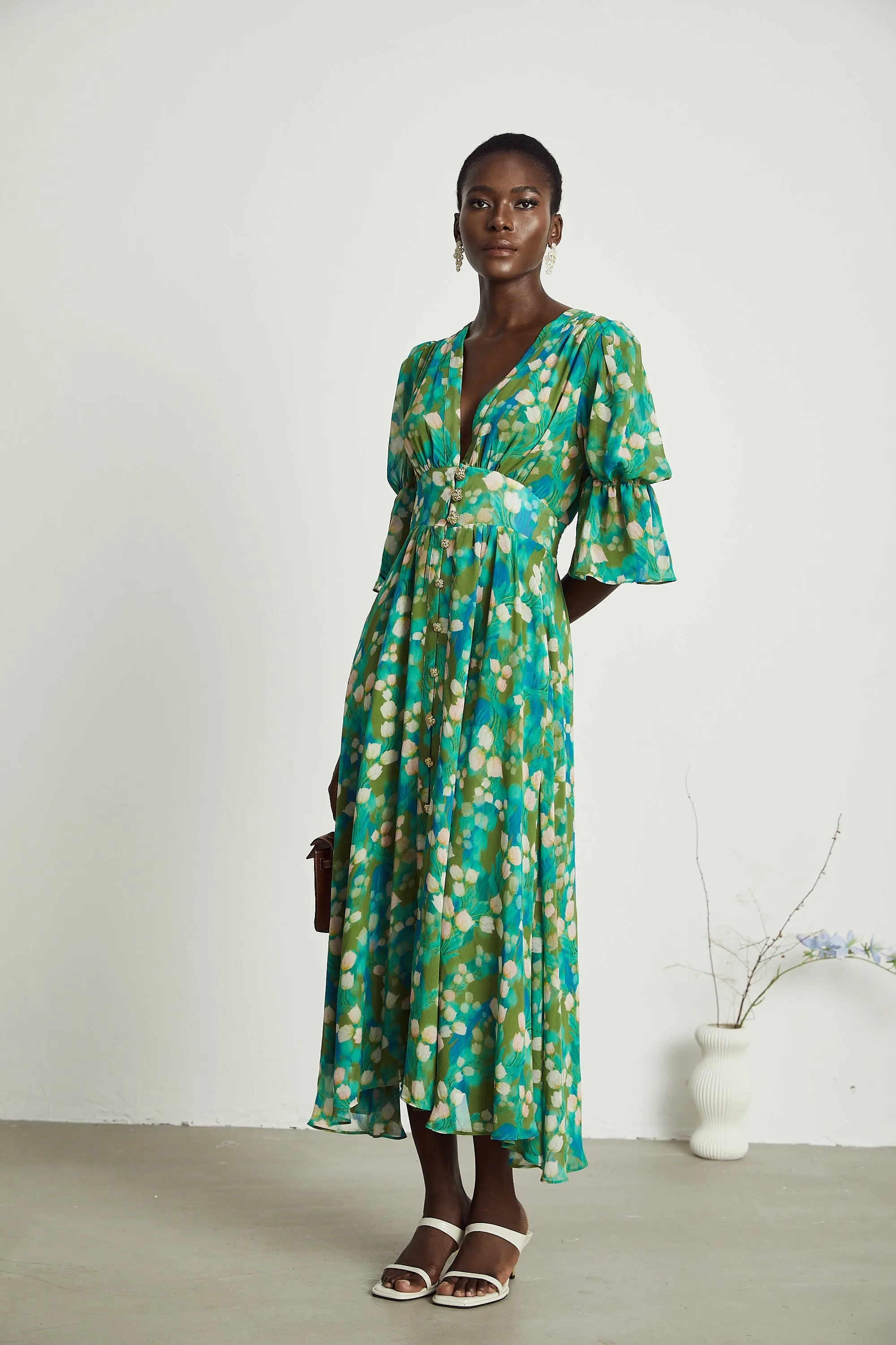 Perrine floral-print tulle midi dress Gloria Lanvin