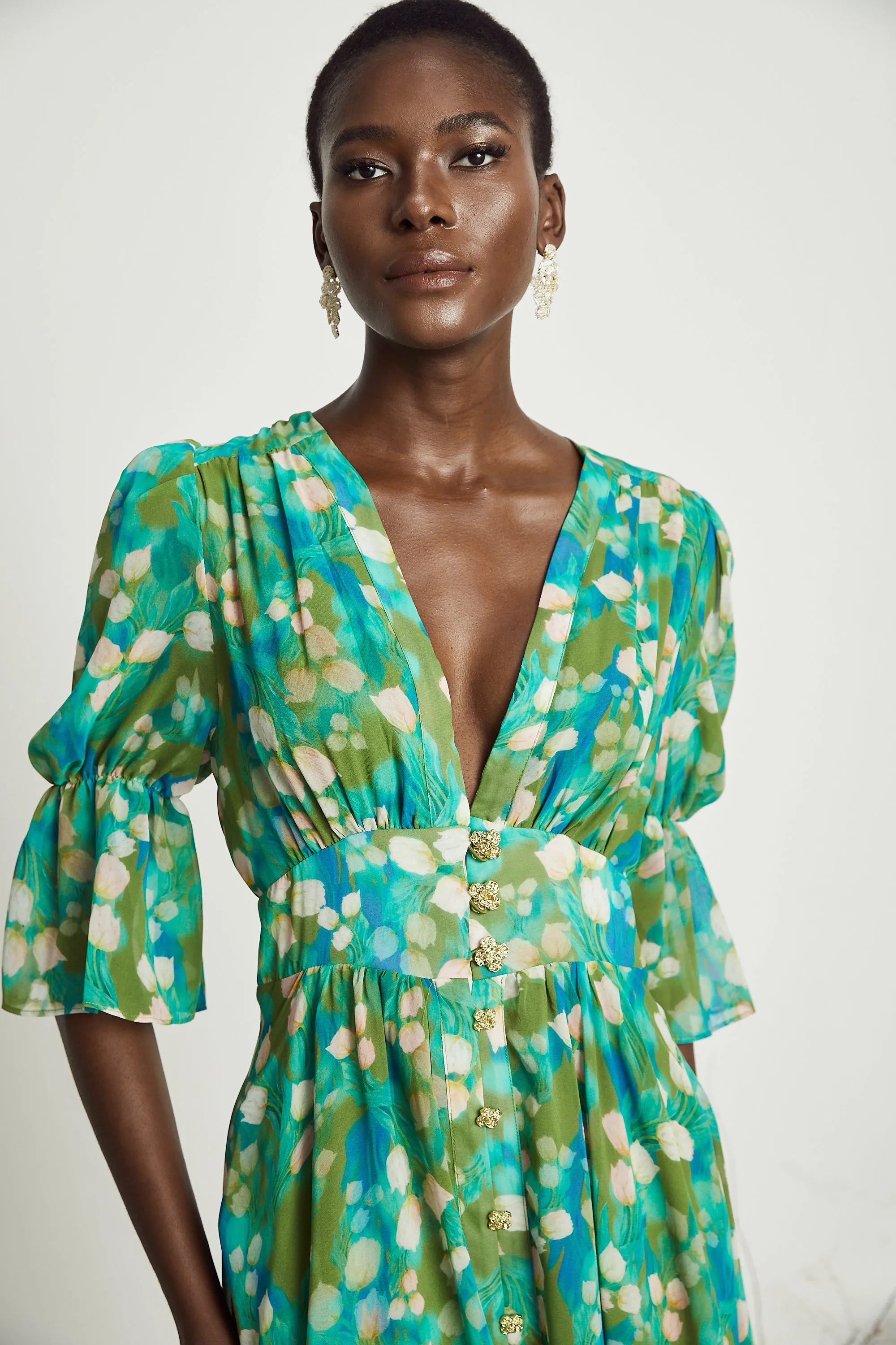 Perrine floral-print tulle midi dress Gloria Lanvin