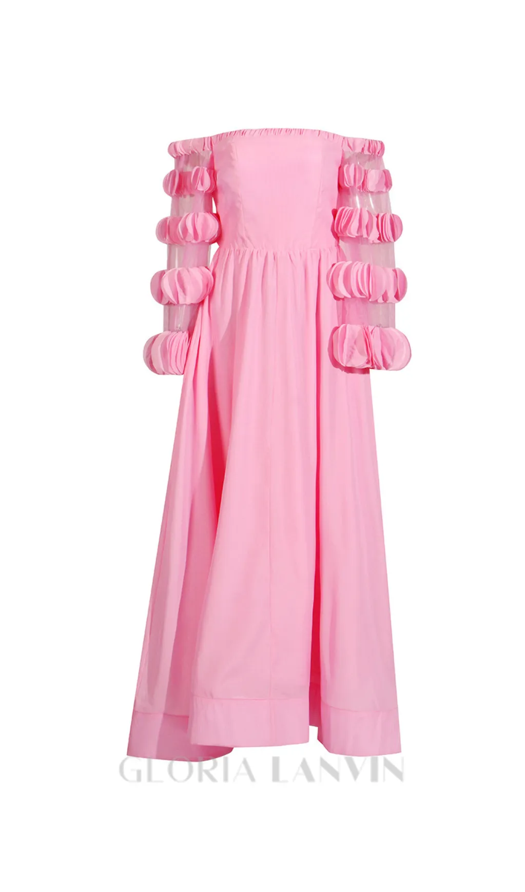 petals strapless tulle maxi dress in pink Gloria Lanvin