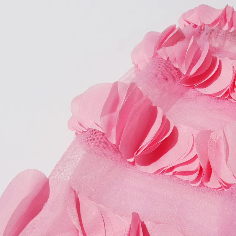 petals strapless tulle maxi dress in pink Gloria Lanvin