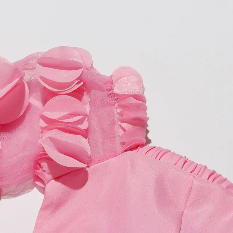 petals strapless tulle maxi dress in pink Gloria Lanvin