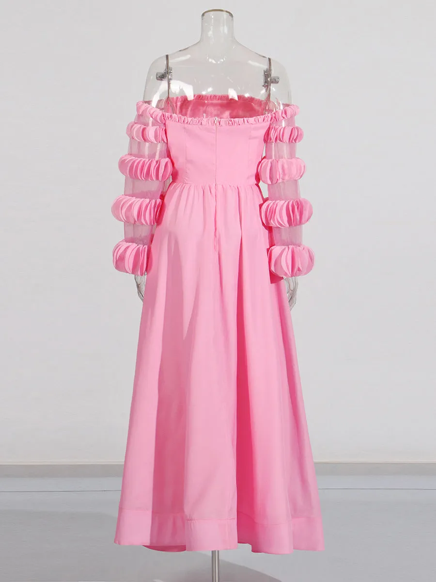petals strapless tulle maxi dress in pink Gloria Lanvin