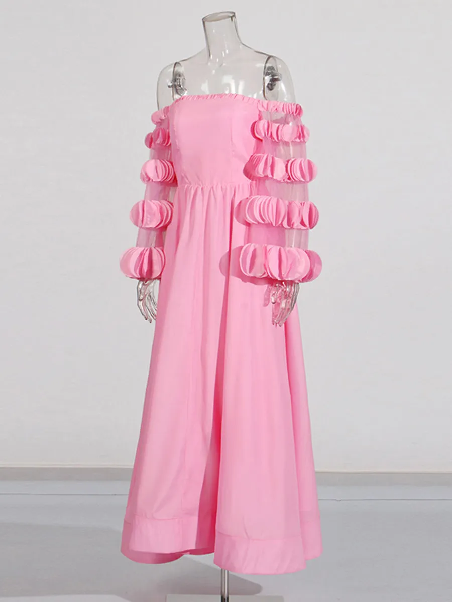 petals strapless tulle maxi dress in pink Gloria Lanvin