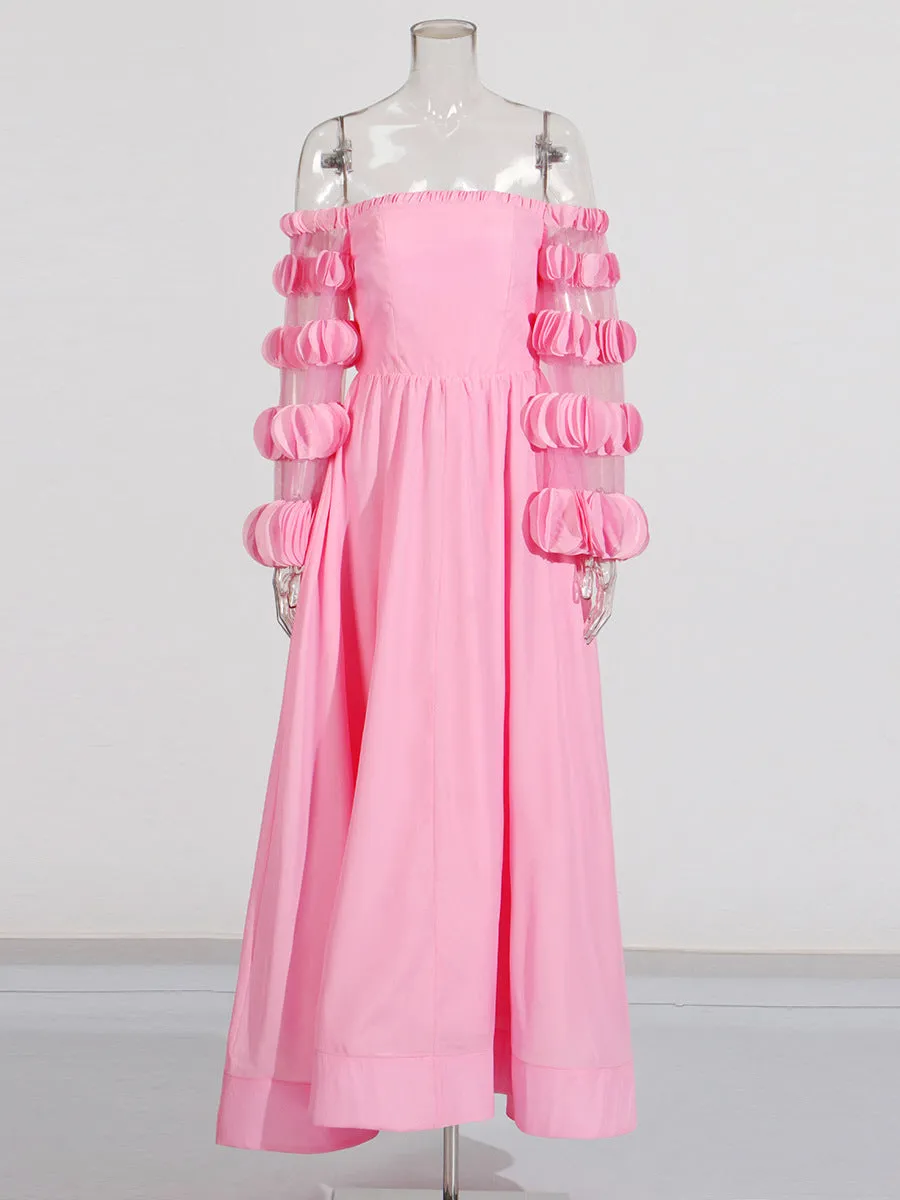 petals strapless tulle maxi dress in pink Gloria Lanvin
