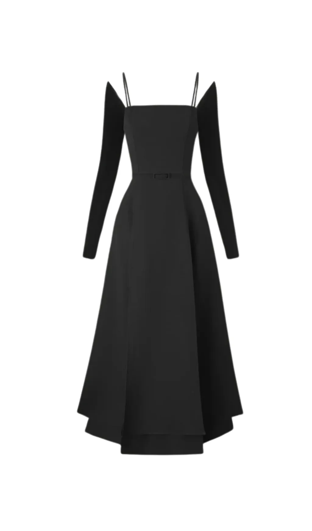 PHANTOM Fringed Midi Dress in black Gloria Lanvin