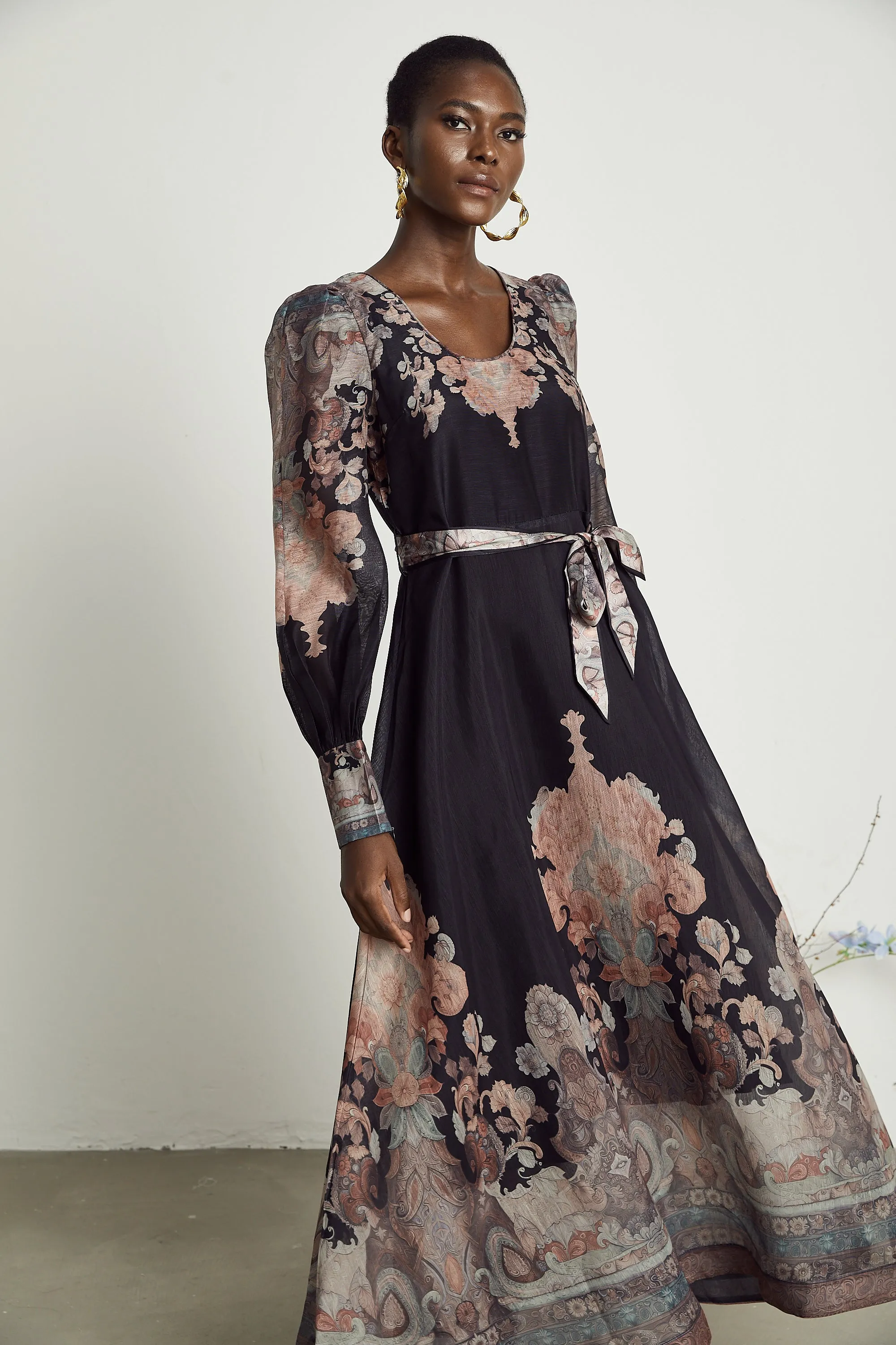 Philippine floral-print color blocked midi dress Gloria Lanvin