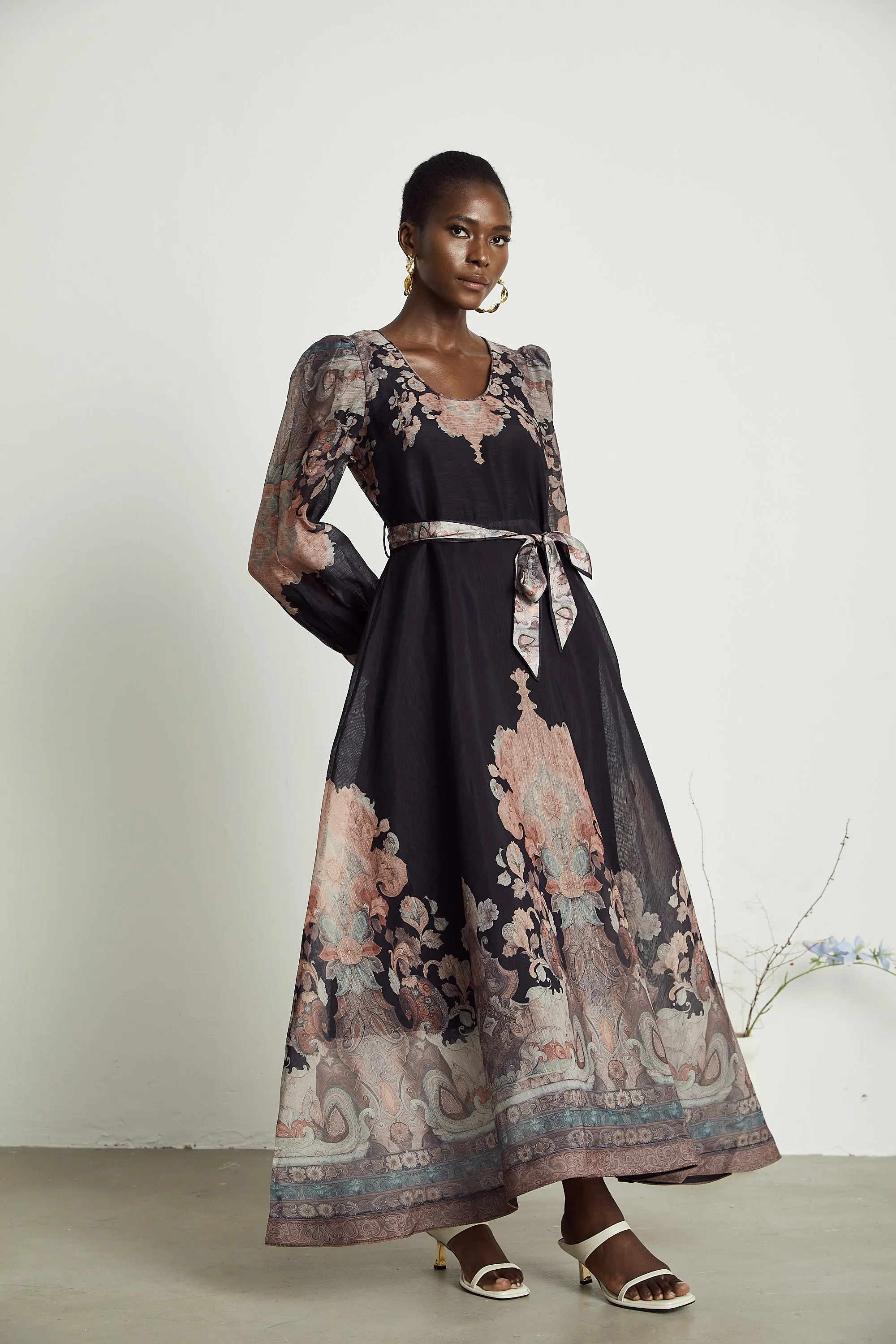 Philippine floral-print color blocked midi dress Gloria Lanvin