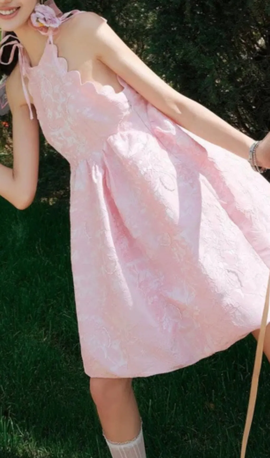 PINK BEADED JACQUARD SLEEVELESS MINI DRESS Gloria Lanvin