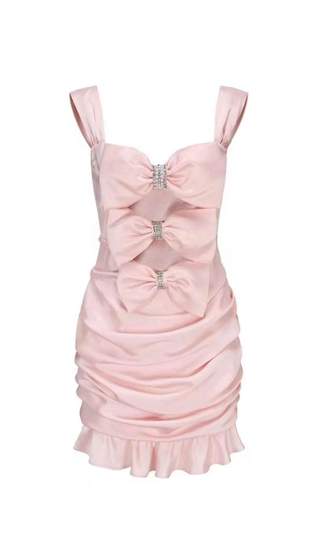PINK BOW CUT OUT RUCHED MINI DRESS Gloria Lanvin