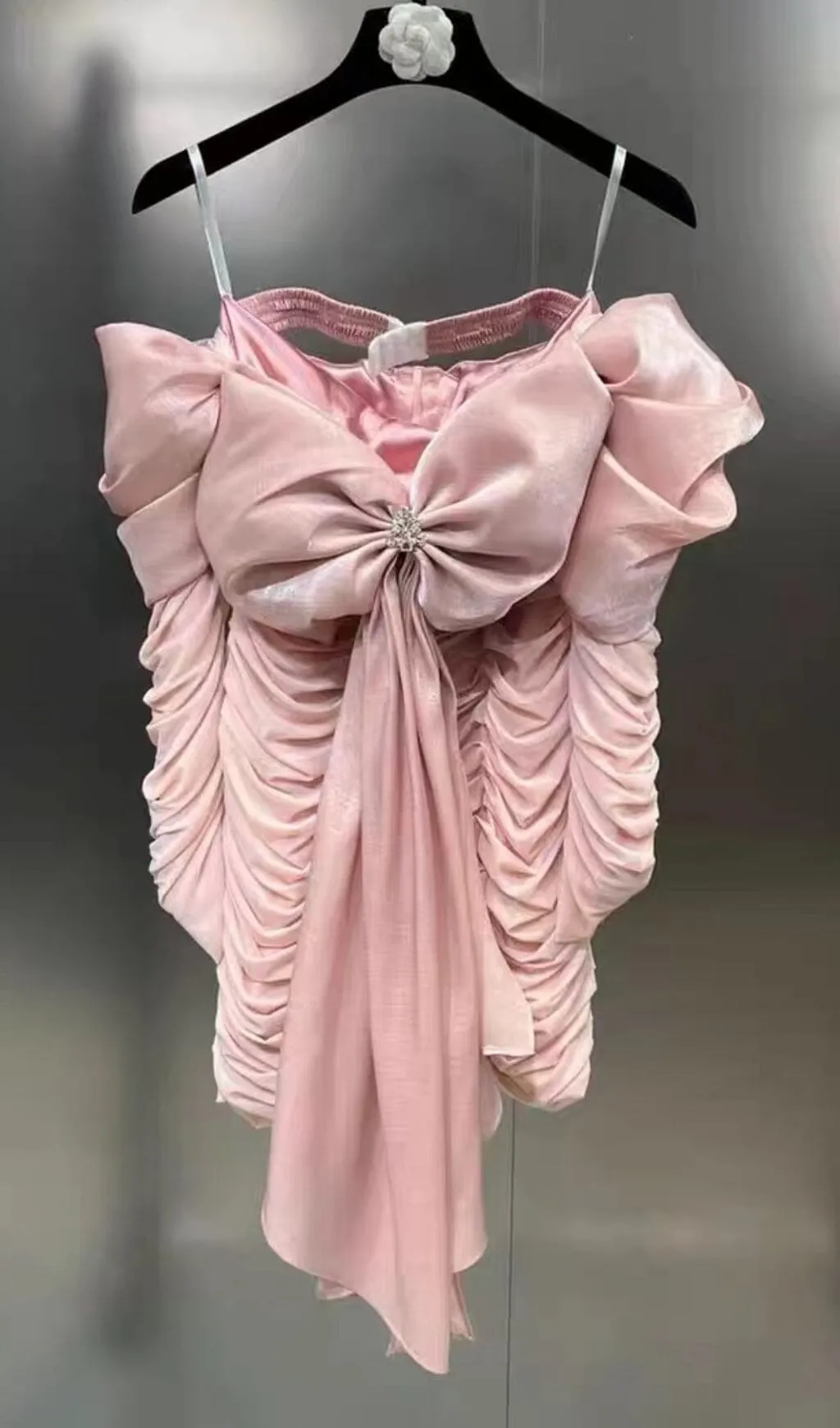 PINK BOWKNOT LONG SLEEVE MINI DRESS Gloria Lanvin