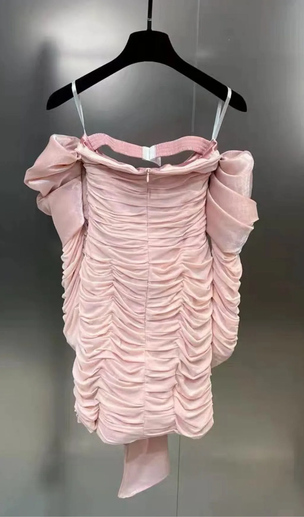 PINK BOWKNOT LONG SLEEVE MINI DRESS Gloria Lanvin