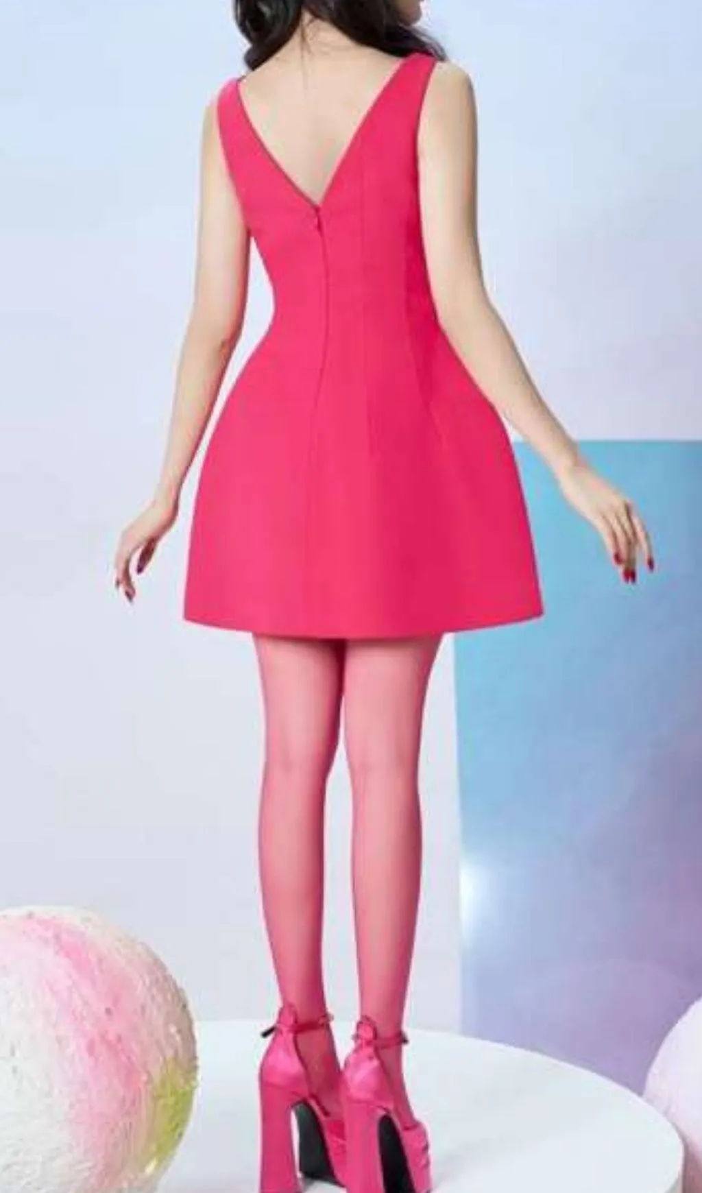 PINK BOWKNOT STRAPPY MINI DRESS Gloria Lanvin