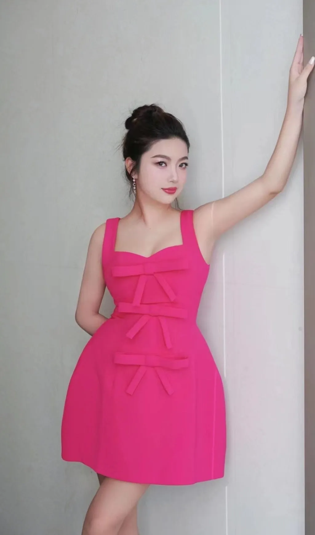 PINK BOWKNOT STRAPPY MINI DRESS Gloria Lanvin
