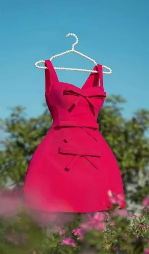 PINK BOWKNOT STRAPPY MINI DRESS Gloria Lanvin