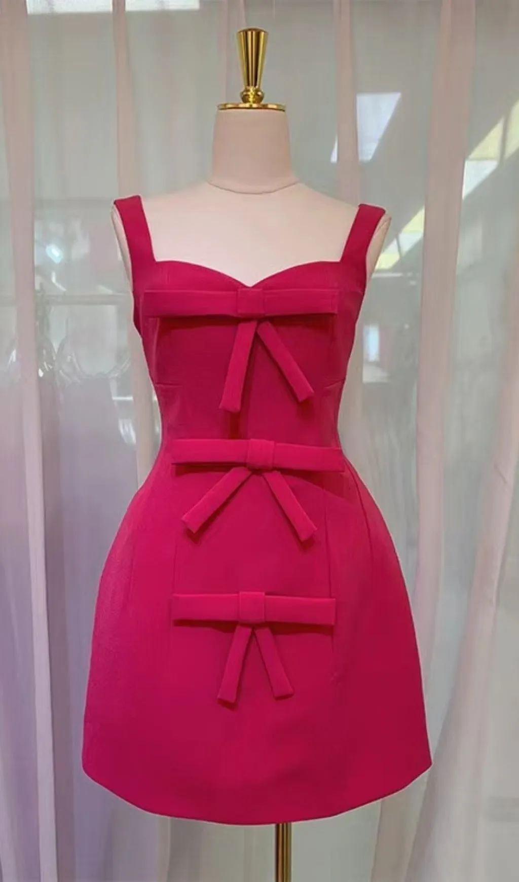 PINK BOWKNOT STRAPPY MINI DRESS Gloria Lanvin