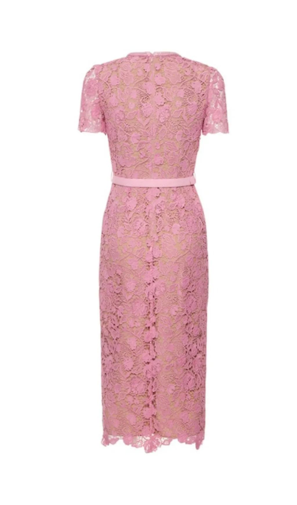 PINK GUIPURE LACE MIDI DRESS Gloria Lanvin