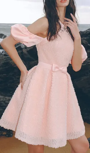 PINK HALTER NECK OFF SHOULDER MINI DRESS Gloria Lanvin