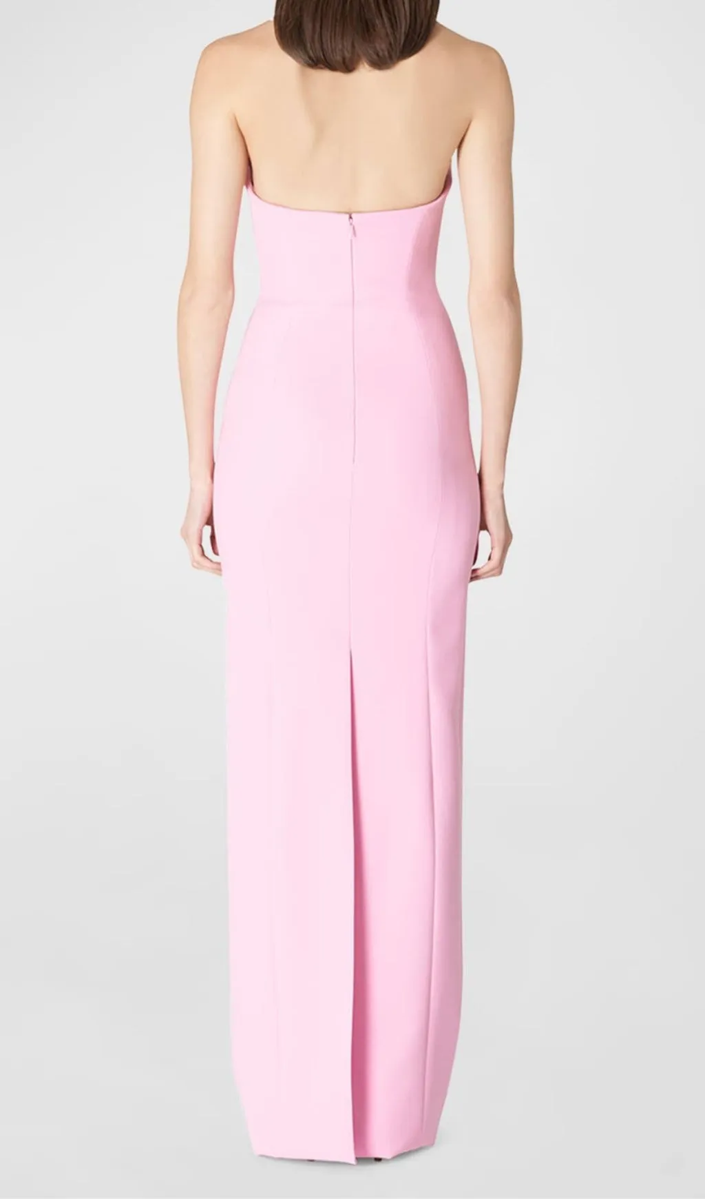 PINK HEART-EMBELLISHED STRAPLESS COLUMN MIDI DRESS Gloria Lanvin