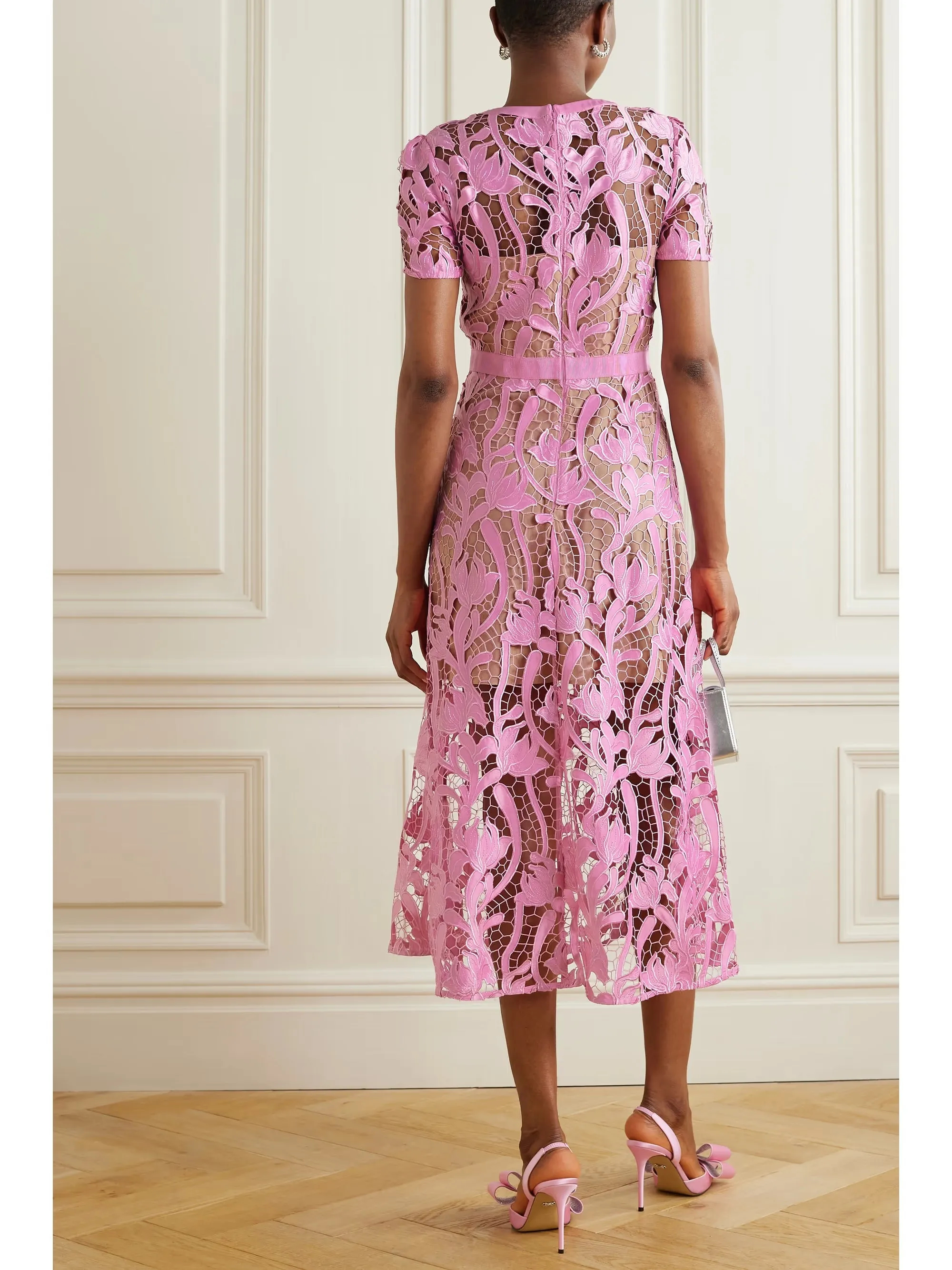 PINK LACE MIDI DRESS Gloria Lanvin