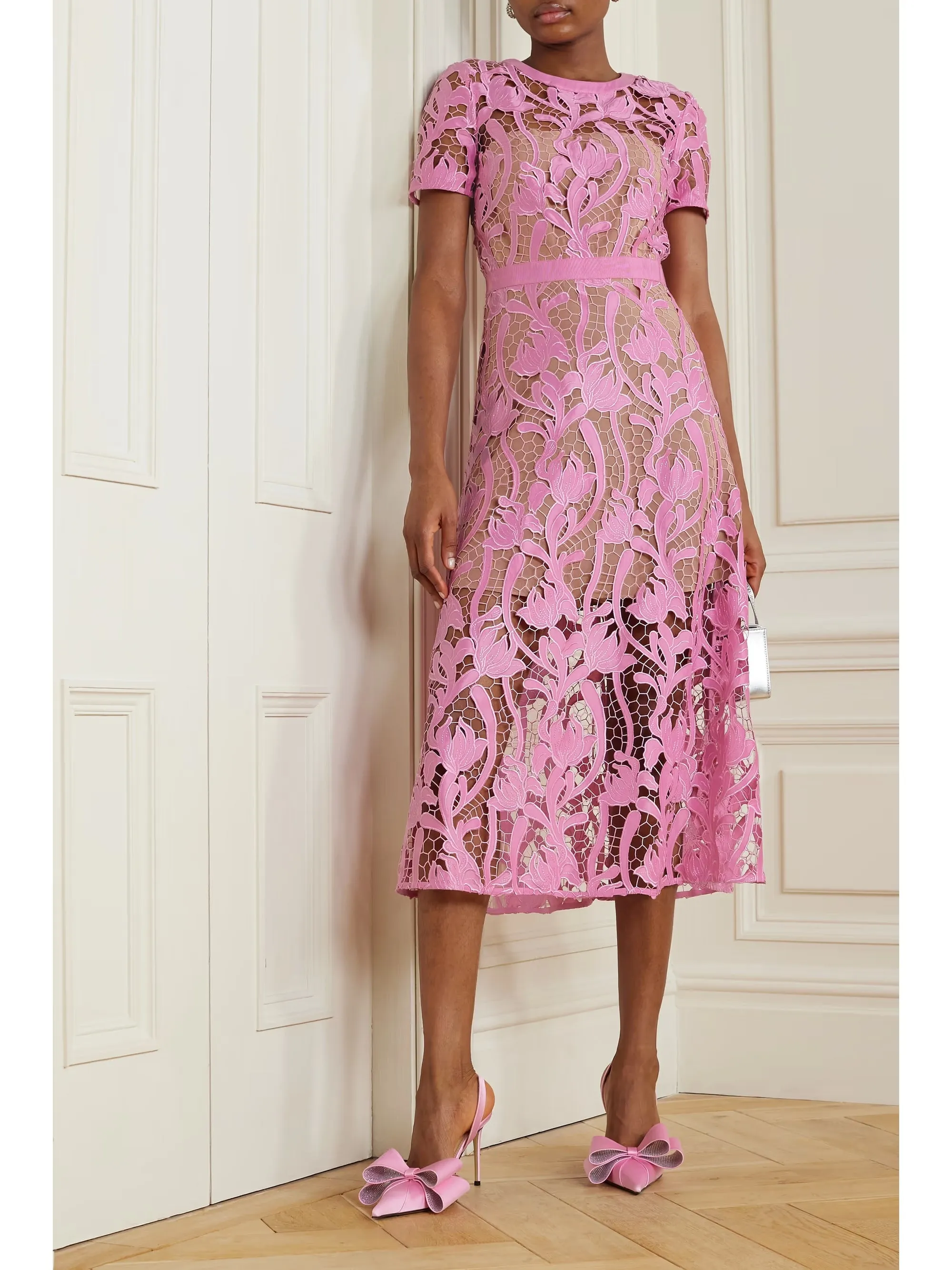 PINK LACE MIDI DRESS Gloria Lanvin