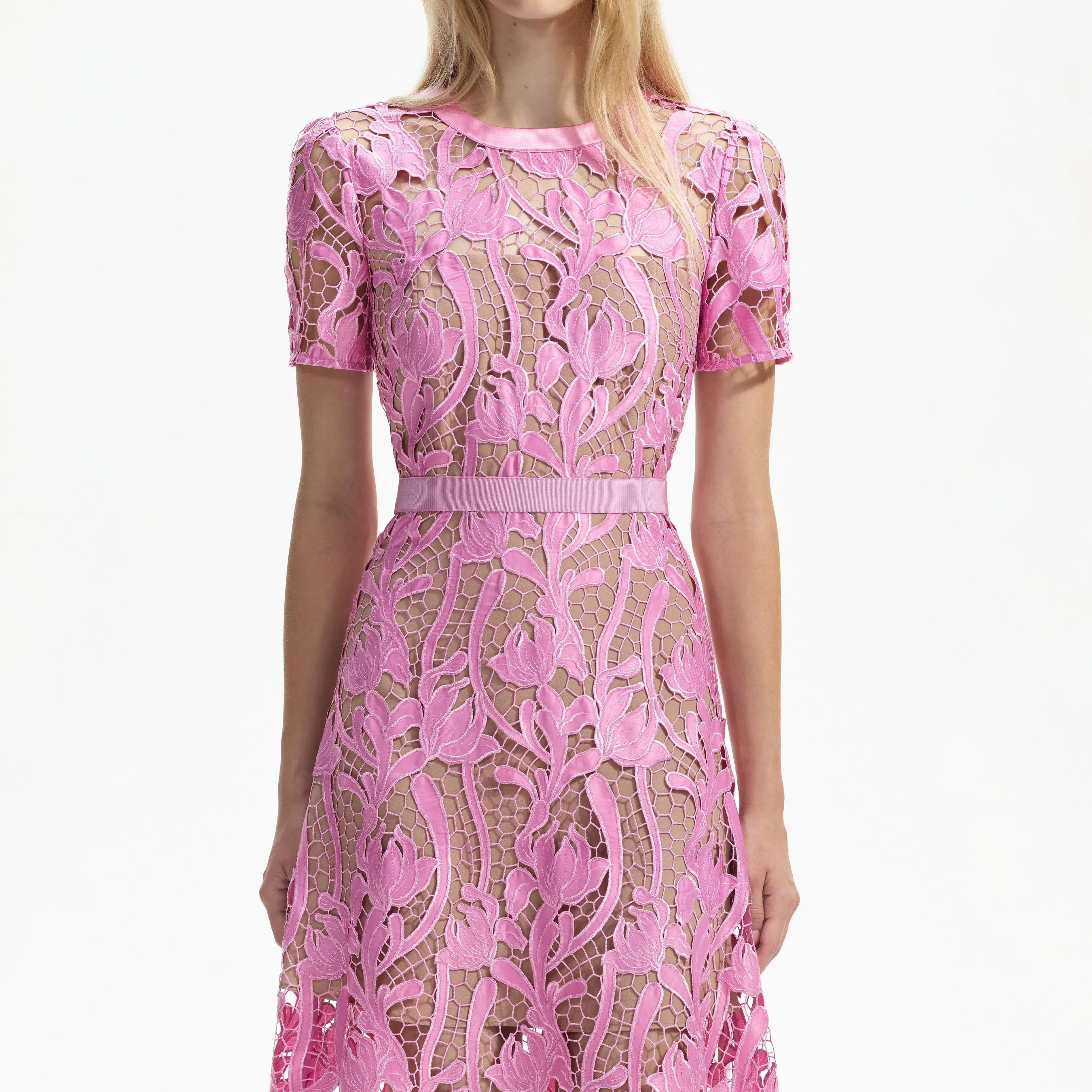 PINK LACE MIDI DRESS Gloria Lanvin