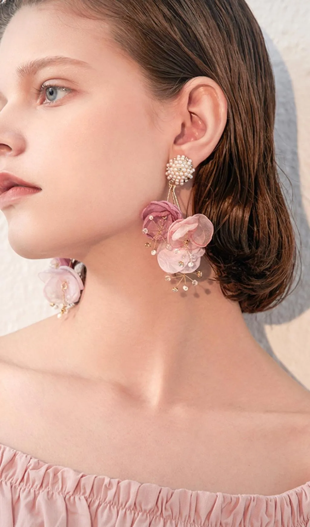 pink Pearl floral earrings Gloria Lanvin
