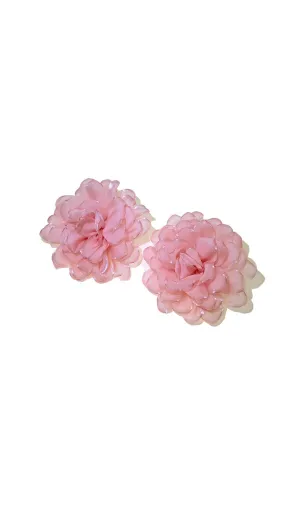 PINK PETAL FABRIC EARRINGS Gloria Lanvin