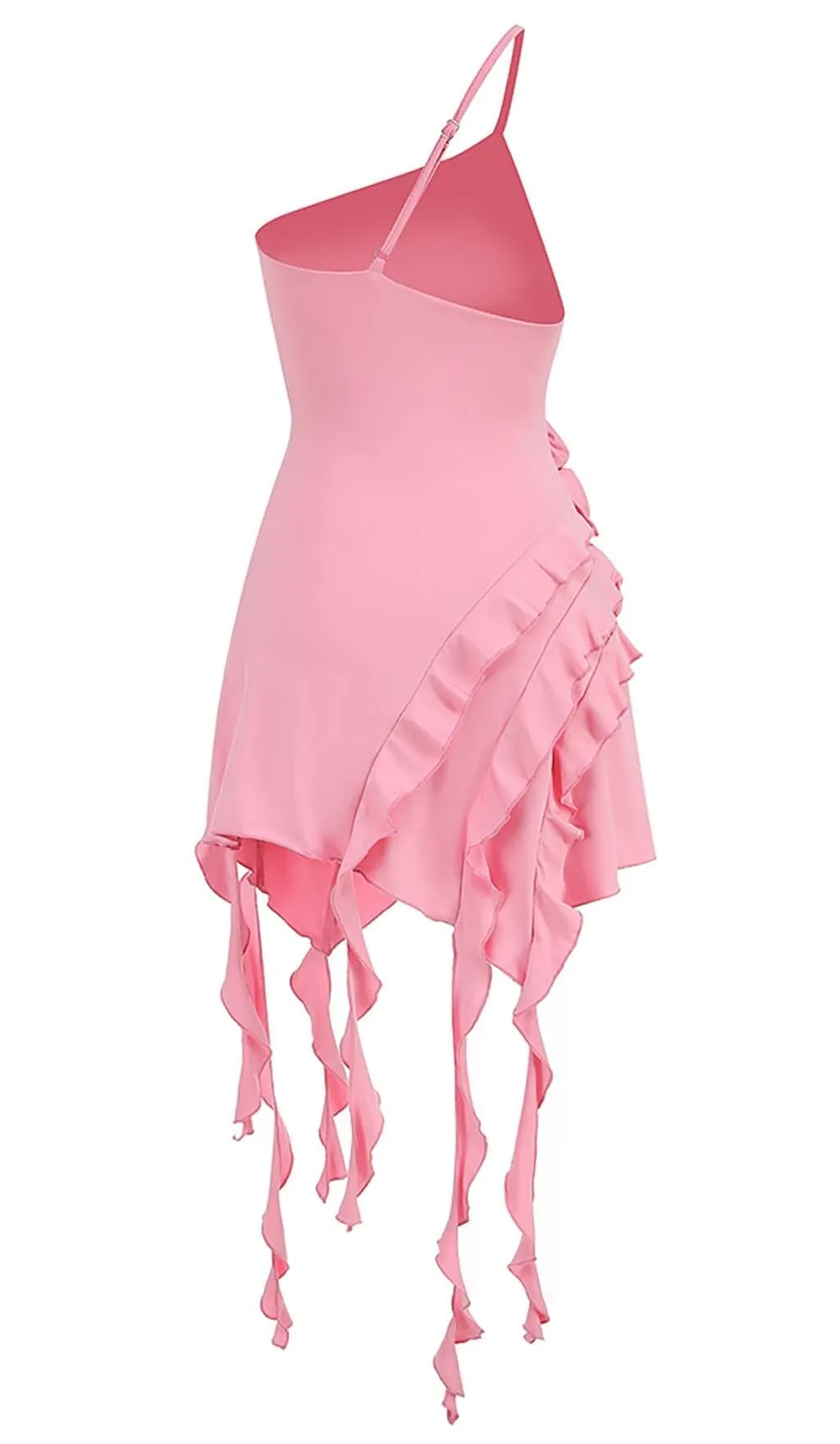 PINK ROSE-DETAIL RUFFLED MINI DRESS Gloria Lanvin