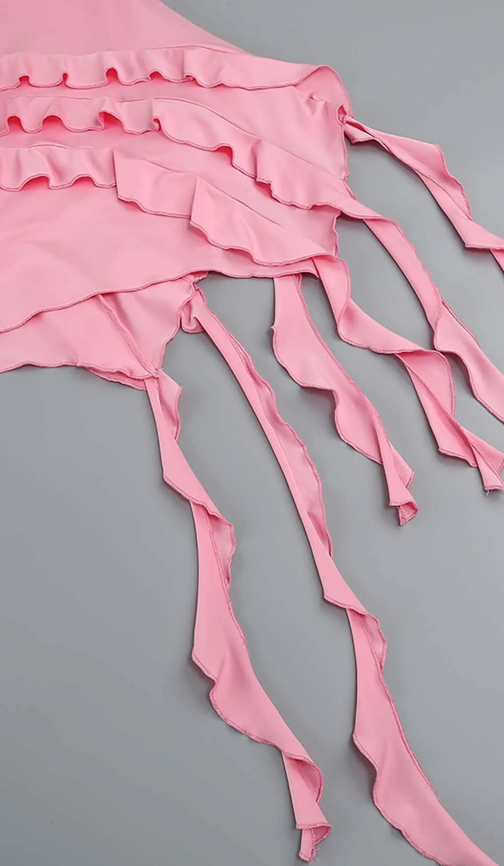 PINK ROSE-DETAIL RUFFLED MINI DRESS Gloria Lanvin