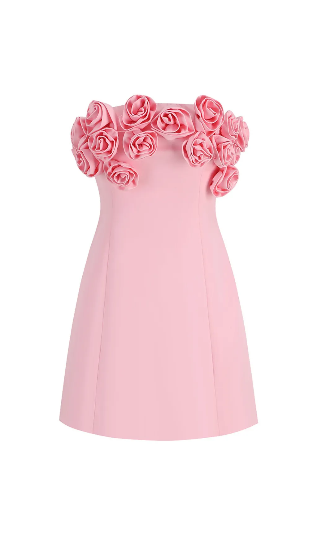 PINK ROSE FLORAL STRAPLESS MINI DRESS Gloria Lanvin