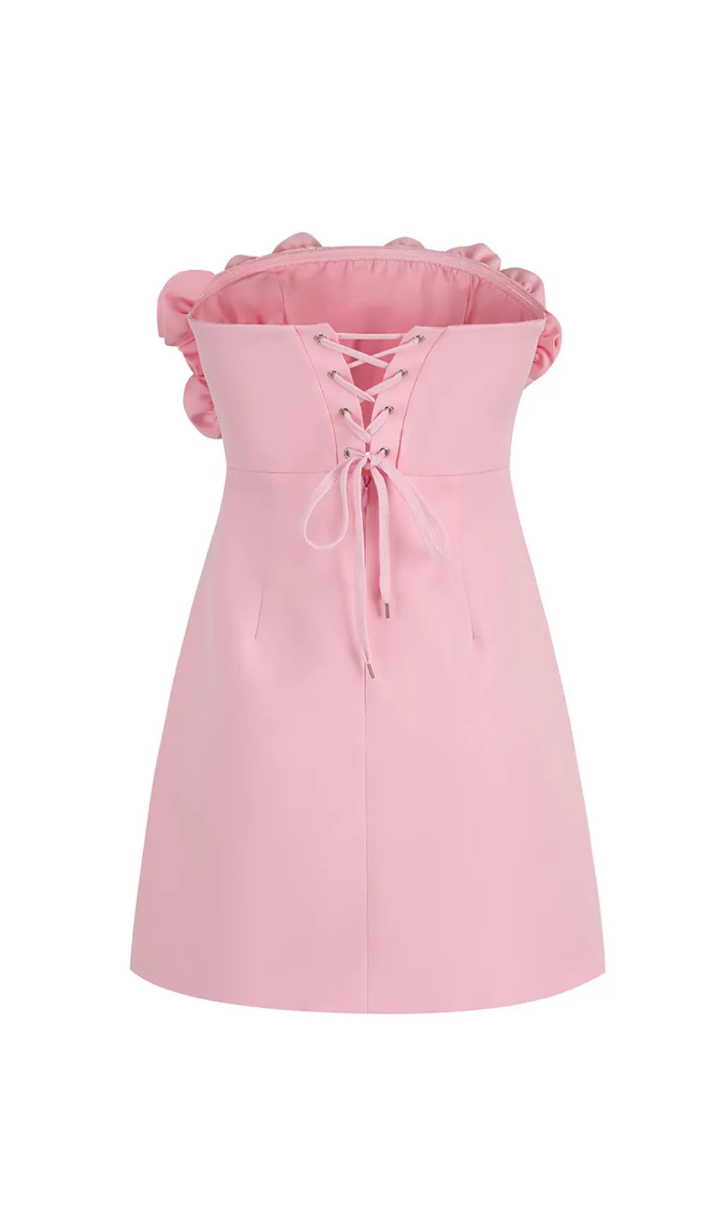 PINK ROSE FLORAL STRAPLESS MINI DRESS Gloria Lanvin