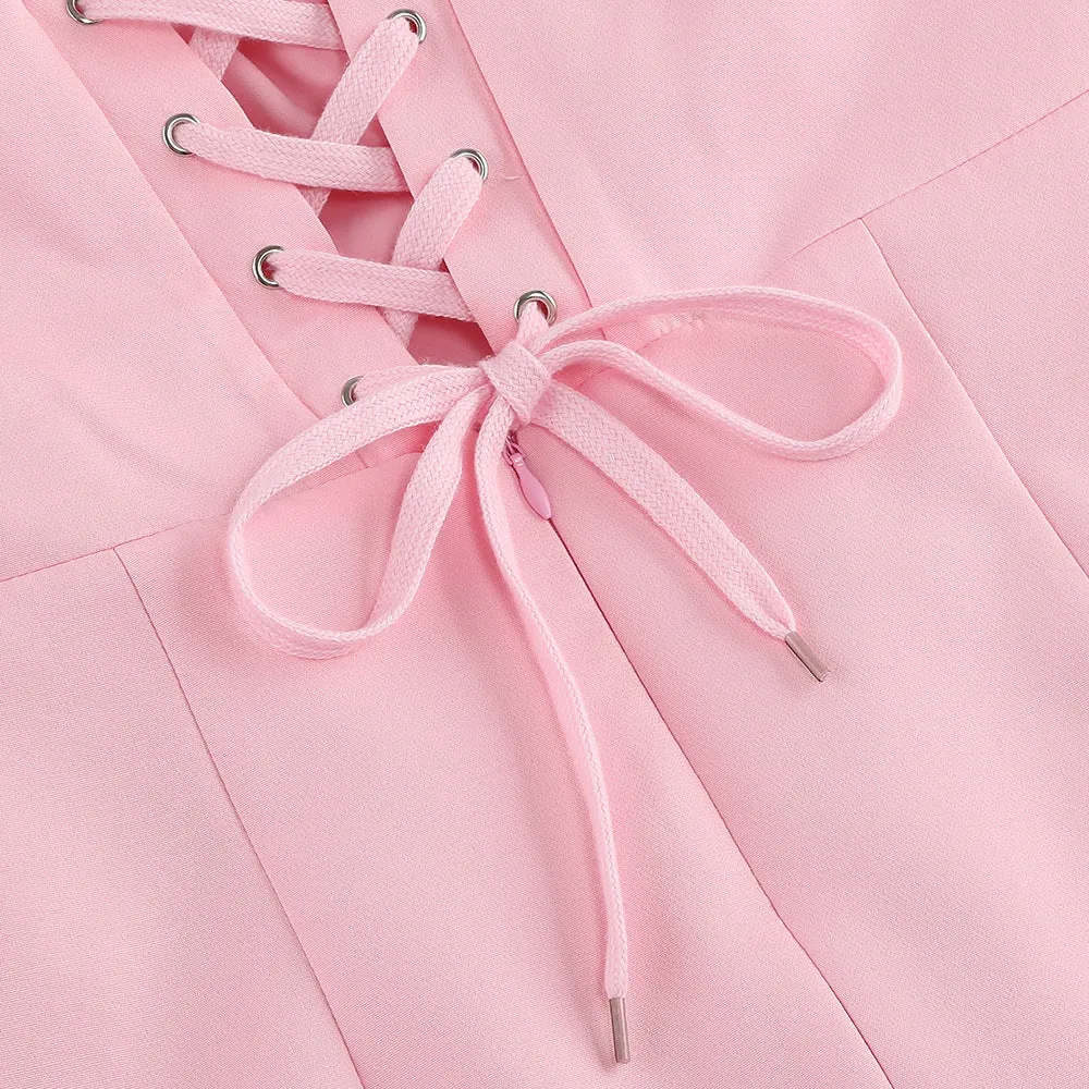 PINK ROSE FLORAL STRAPLESS MINI DRESS Gloria Lanvin