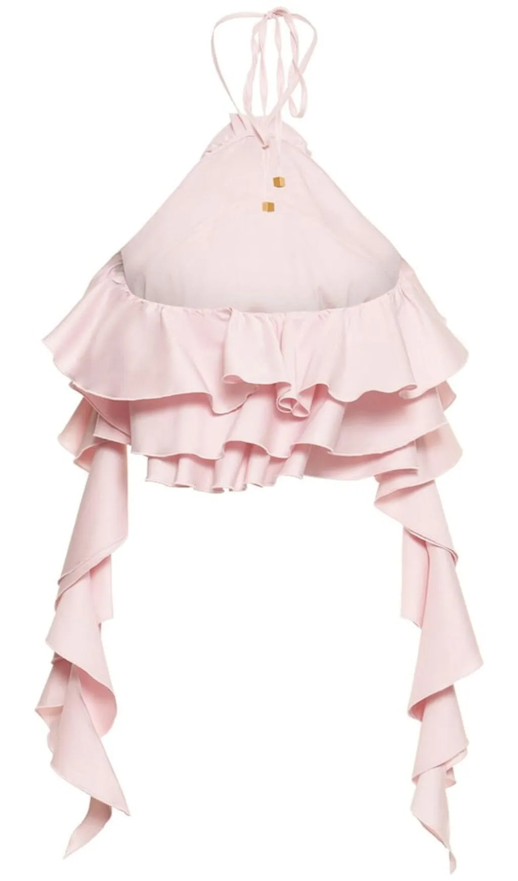 PINK RUFFLE-DETAIL HALTER CROP TOP Gloria Lanvin