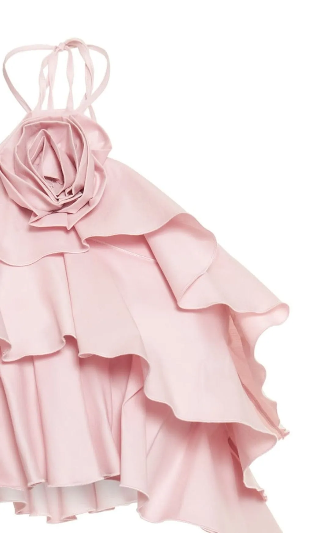 PINK RUFFLE-DETAIL HALTER CROP TOP Gloria Lanvin
