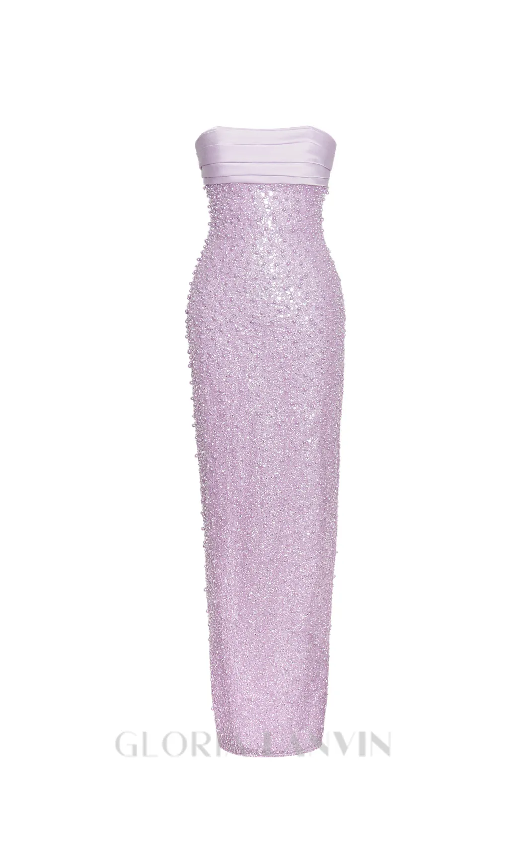 PINK SATIN SEQUIN PEARLS BEADED MAXI DRESS Gloria Lanvin