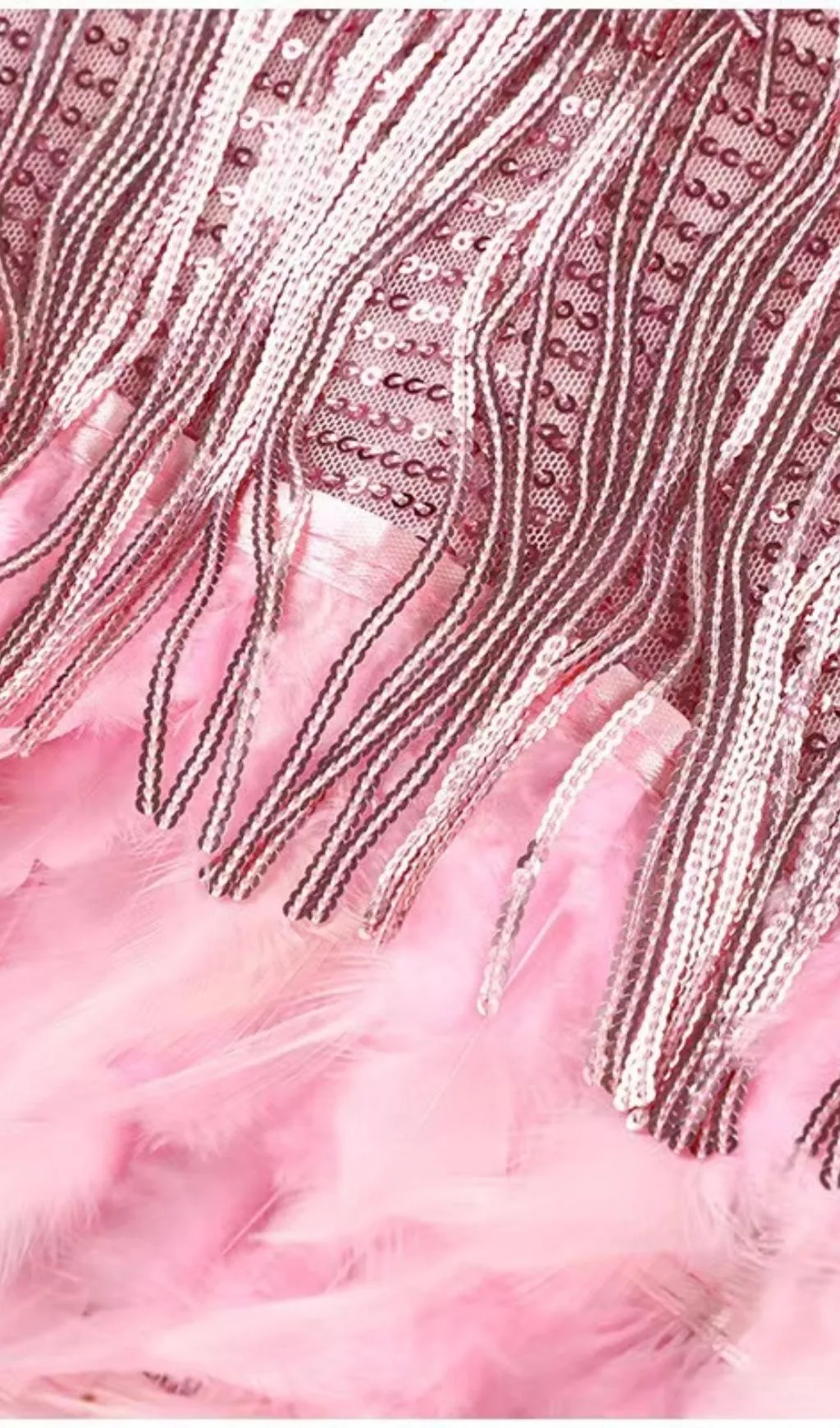 PINK TASSEL FEATHER MINI DRESS Gloria Lanvin